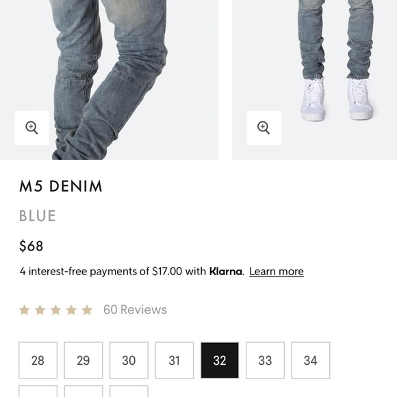 MNML NEW BLUE M5 JEANS SIZE 32 - Picture 2 of 6